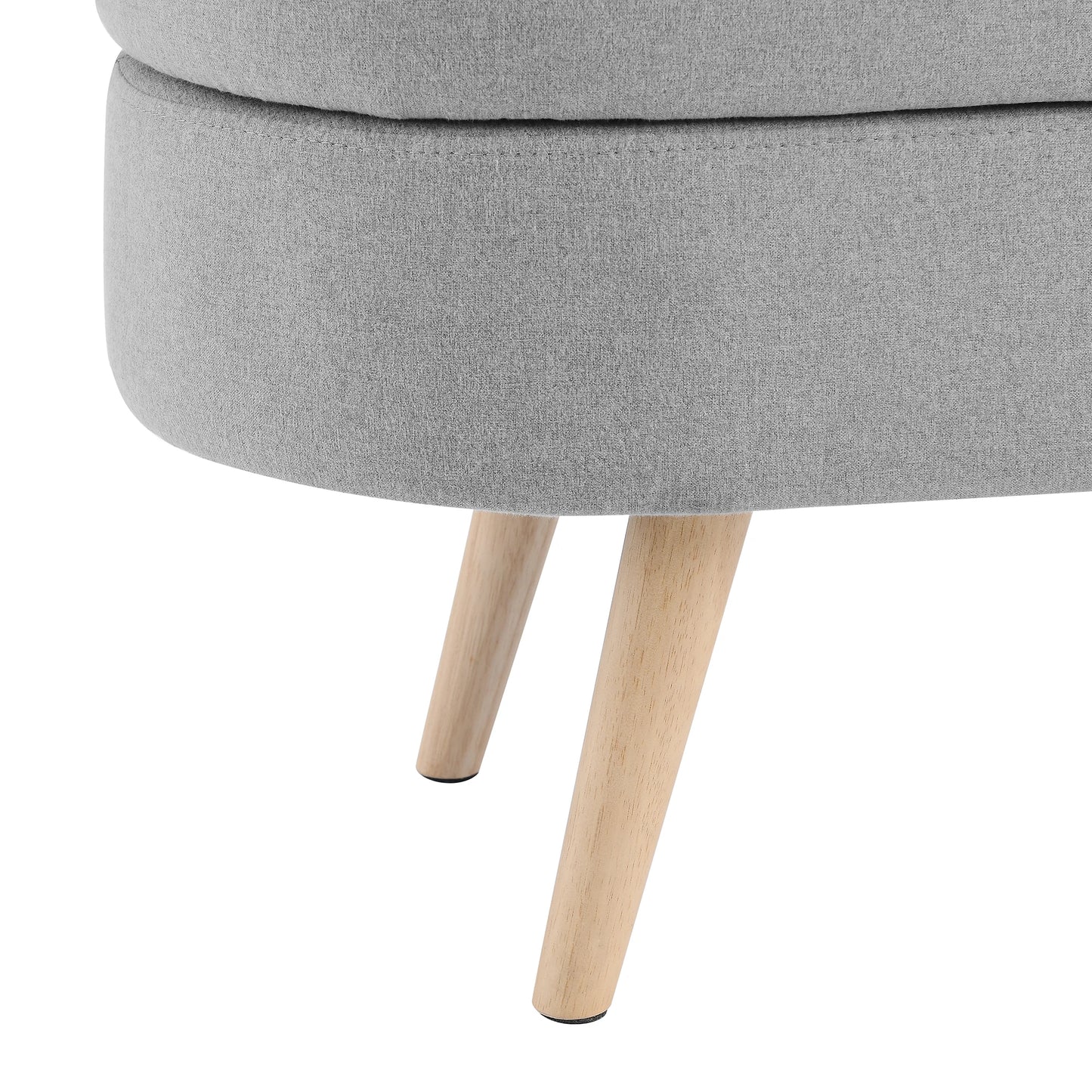 Oval Storage Ottoman Bench with Rubber Wood Legs, Stylish and Functional for Seating and Storage, Dimensions: 16"x16"x43.5"