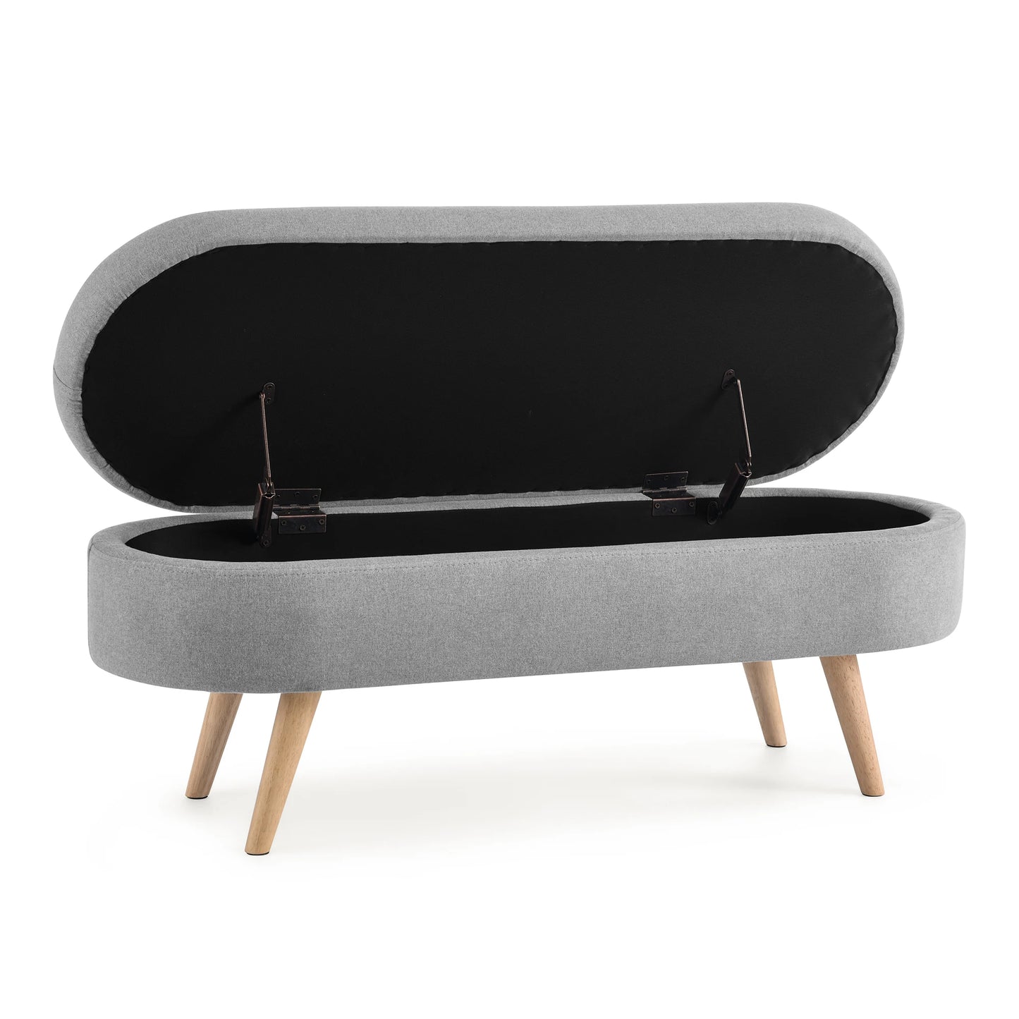Oval Storage Ottoman Bench with Rubber Wood Legs, Stylish and Functional for Seating and Storage, Dimensions: 16"x16"x43.5"