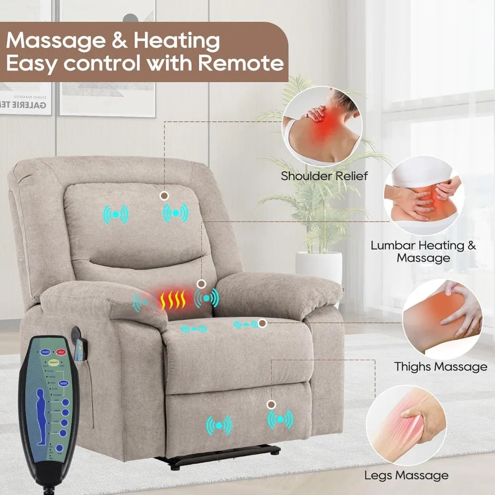 Power Recliner Chair with Massage and Heat, Electric Power Recliners Chairs for Adults, Recliner Chair