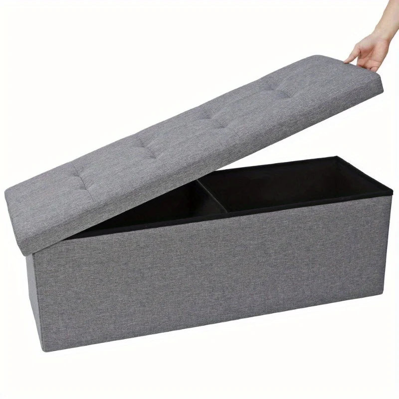  43''Storage Ottoman Folding Footrest Padded Seat, Long Shoes Bench with Divider,Holds up to 660 lbs, for Living Room, Entryway
