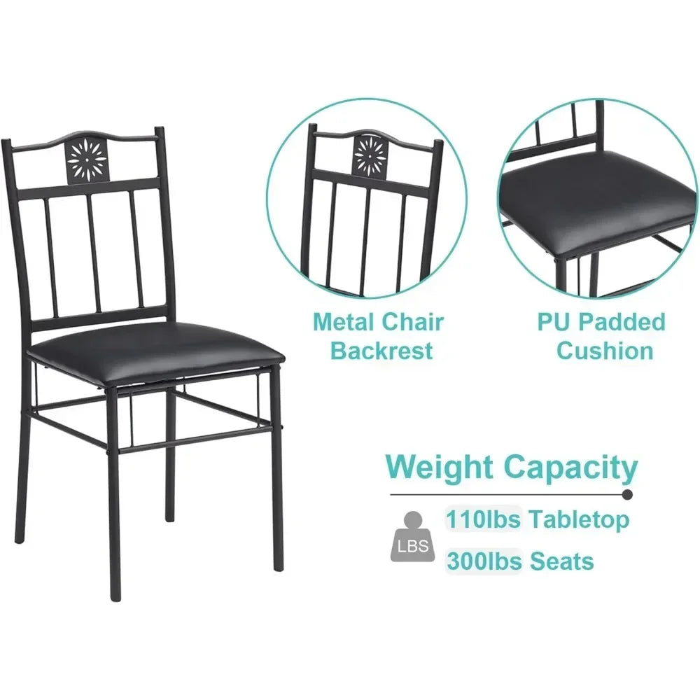 Dining table, 2/3-piece kitchen bar small dining table, equipped with PU padded chairs, retro brown, dining table