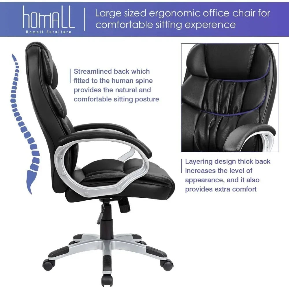 Office Chair High Back Computer Desk Chairs, PU Leather Adjustable Height Modern Executive Swivel Task Chair, Office Chairs