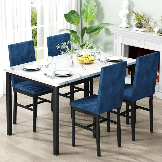 Dining Table Set for 4,Kitchen Table and Chairs Set of 4,Upholstered Velvet Chairs,Dining Room Table Set for Kitchen Dining Room