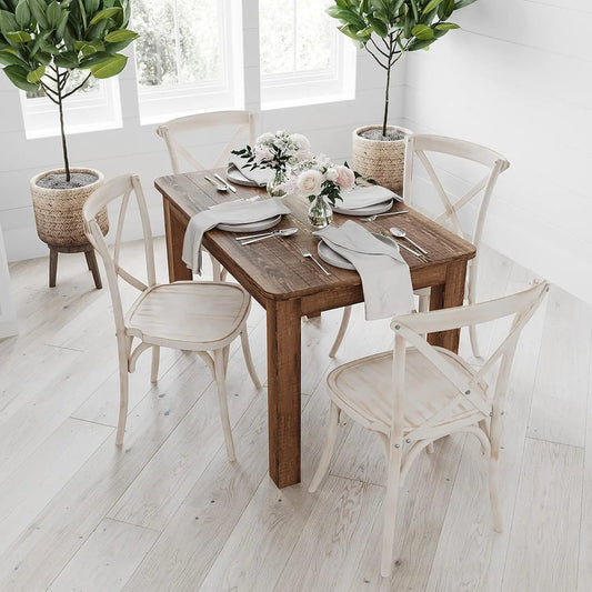 Solid Wood Dining Table, Kitchen Tables with Square Legs, Farmhouse Dinner Tables,46" X 30", Seats 4, Rustic Finish Dining Table