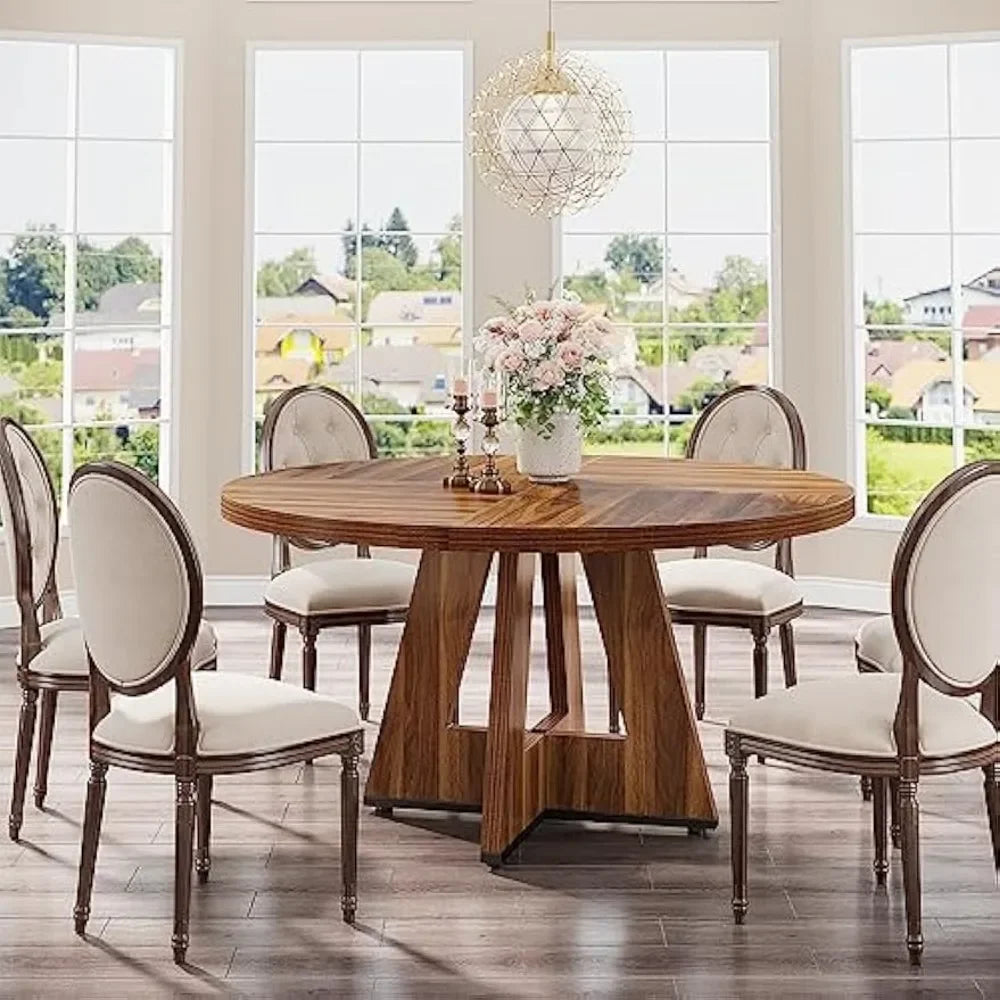 Round Dining Table for 4, 47 InchLarge Dinner Table Dinning Table for Dining Room Kitchen,Living Room (Chairs Not Included)