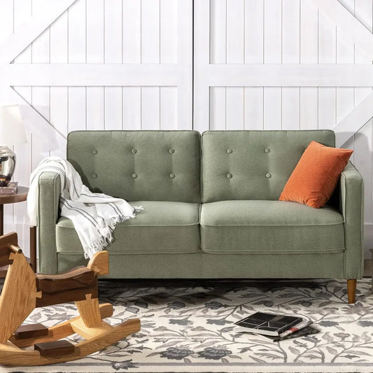 Lauren Sofa Couch / Button Tufted Cushions / Easy, Tool-Free Assembly, Pear Green