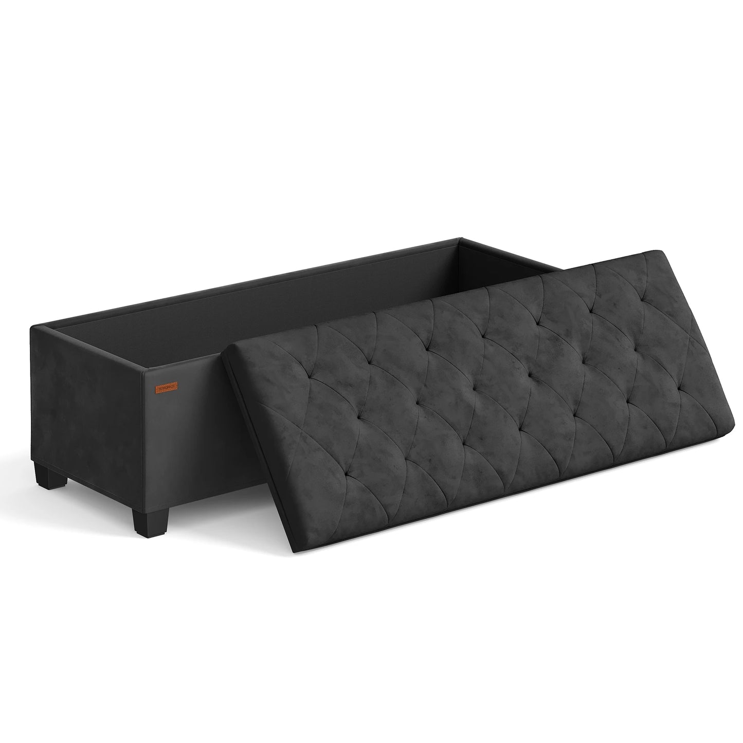 SONGMICS Velvet Storage Ottoman Bench, Foot Rest with Legs, 15.7 x 43 x 15.7 Inches, End of Bed Bench, Storage Chest