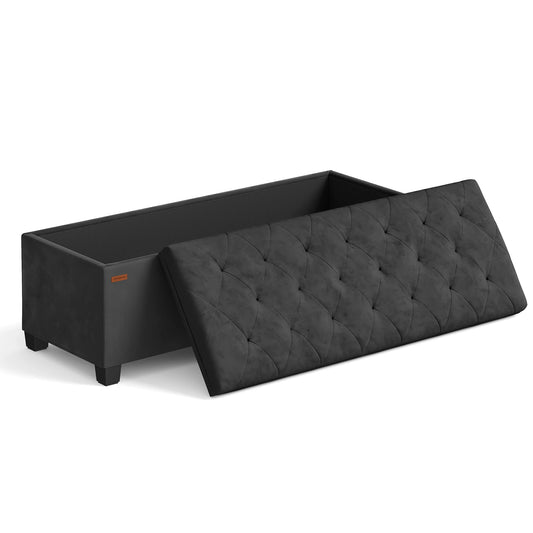 SONGMICS Velvet Storage Ottoman Bench, Foot Rest with Legs, 15.7 x 43 x 15.7 Inches, End of Bed Bench, Storage Chest