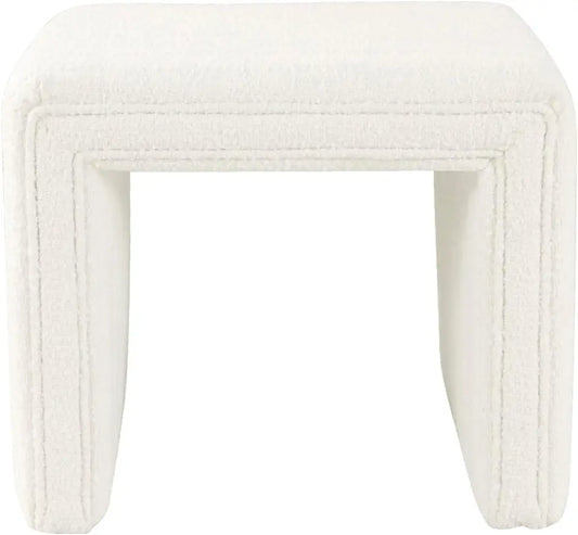 NEW Modern Channel Tufted Ottoman Home Décor|Ottoman for Living Room & Bedroom - Cream Boucle