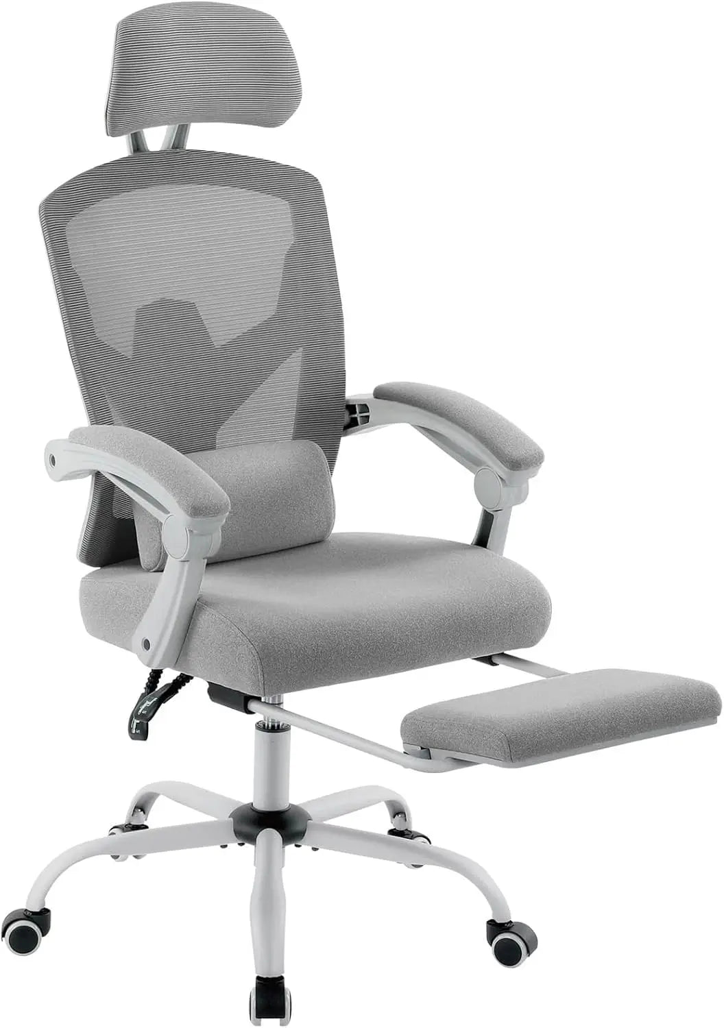 Home Office Desk Chair with Footrest, High-Back Mesh Rolling Swivel Reclining Chairs with Wheels, Comfortable Headrest
