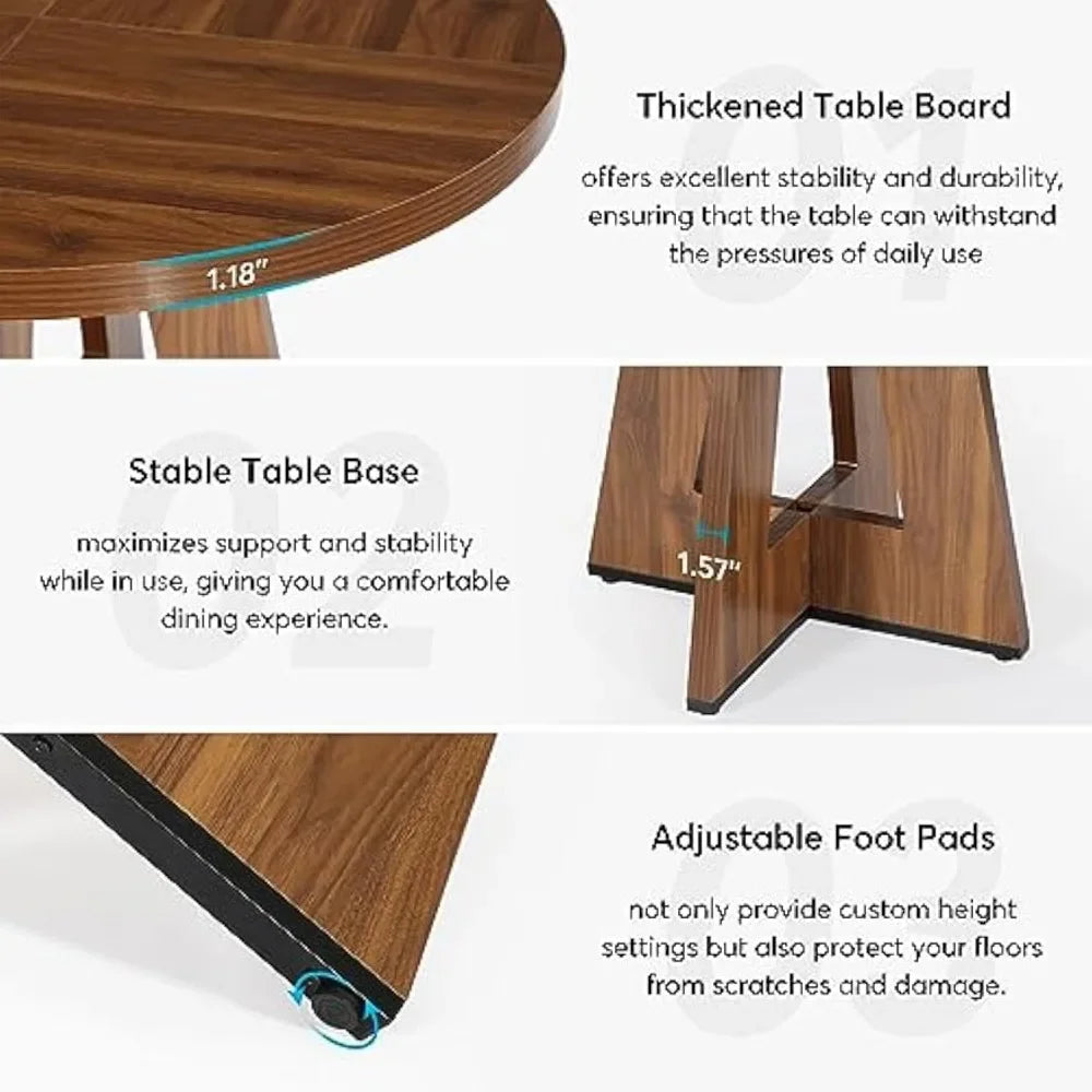 Round Dining Table for 4, 47 InchLarge Dinner Table Dinning Table for Dining Room Kitchen,Living Room (Chairs Not Included)