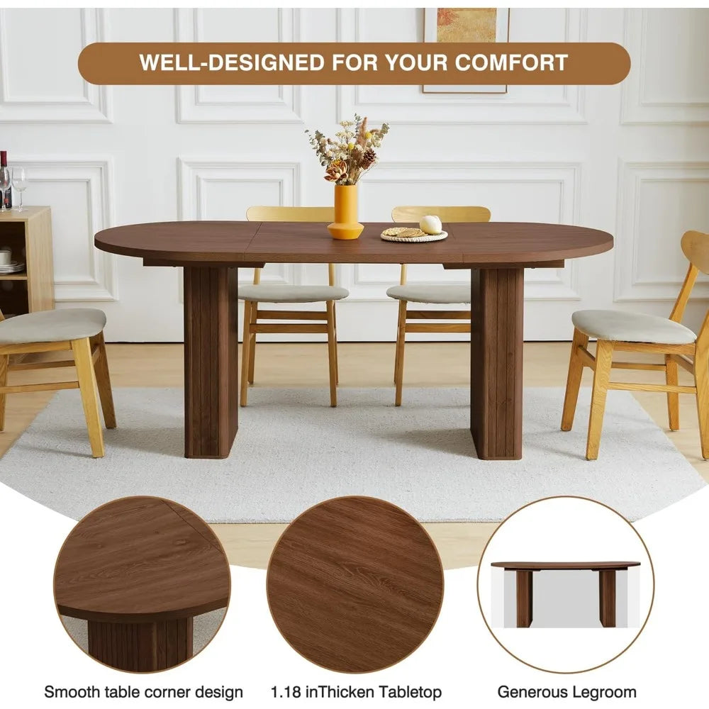 70.8 Inch Kitchen Dining Table for 6-8 People,  Table with, Modern Farmhouse Large Dining Room Tables for Kitchen Living Room