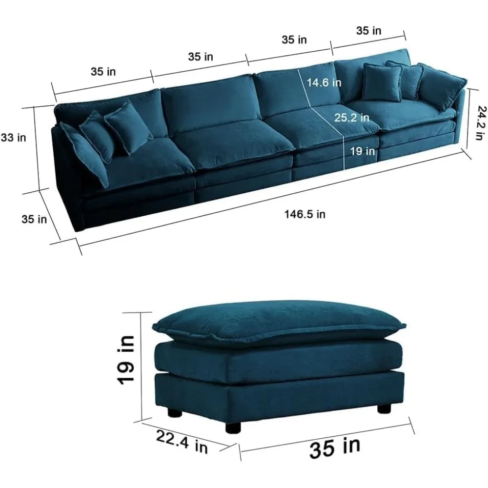 Ottomans Footrest for Living Room, Stool Bench Chaise Ottoman to Combine with Sectional Sofa for Bedroom Apartment
