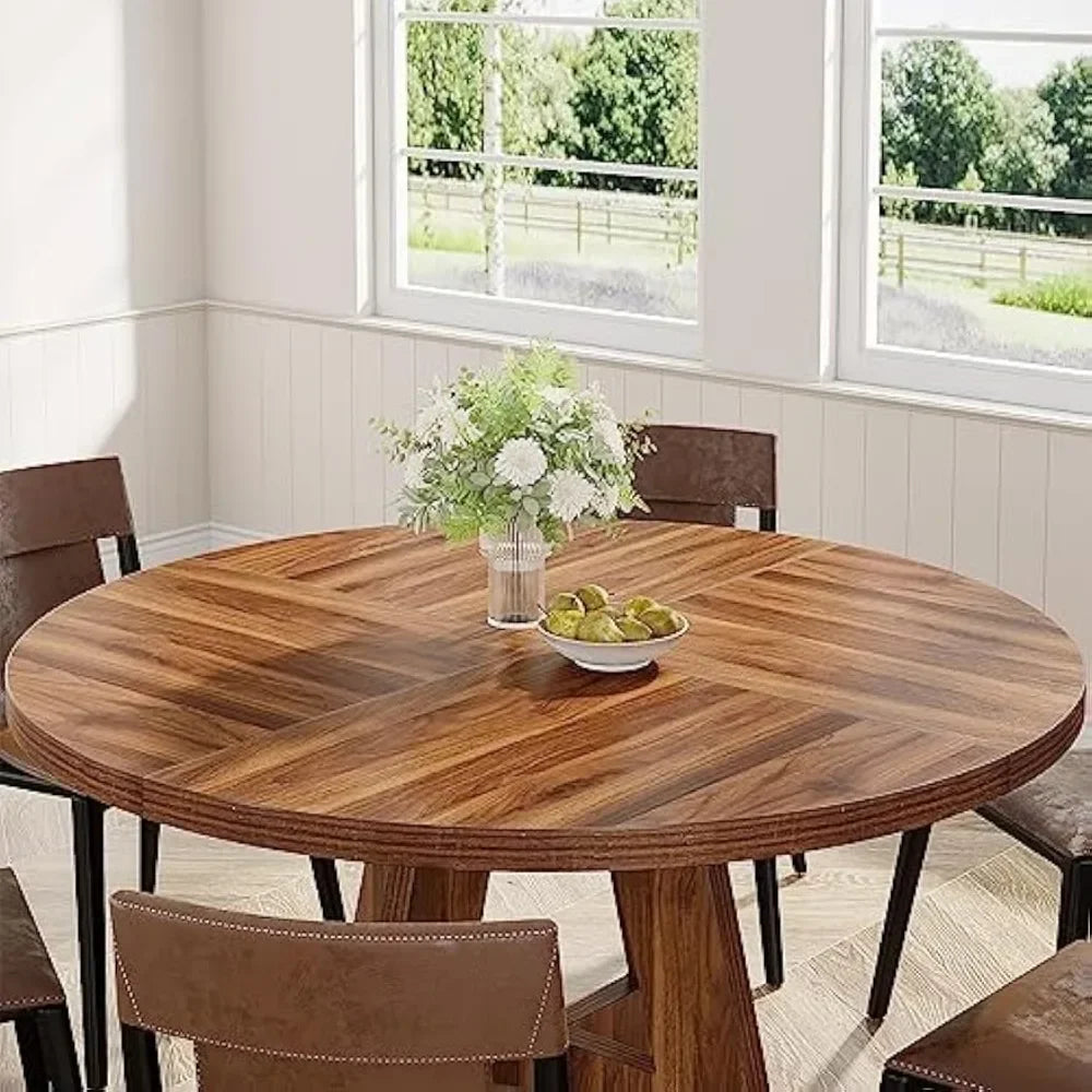 Round Dining Table for 4, 47 InchLarge Dinner Table Dinning Table for Dining Room Kitchen,Living Room (Chairs Not Included)