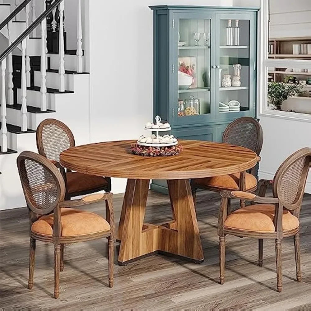 Round Dining Table for 4, 47 InchLarge Dinner Table Dinning Table for Dining Room Kitchen,Living Room (Chairs Not Included)