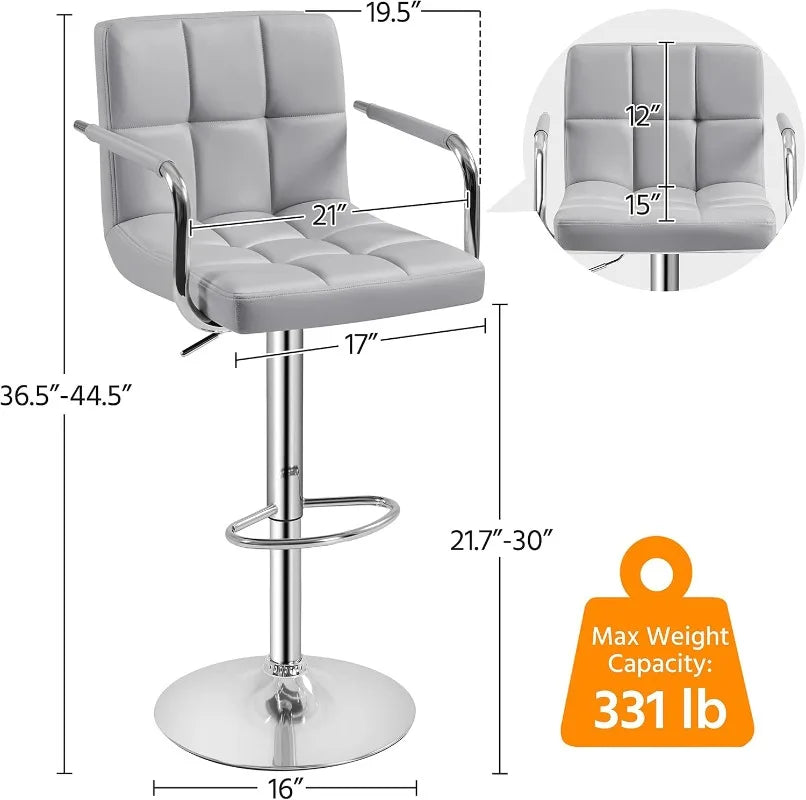 4pcs Adjustable Bar Stools Kitchen Counter Barstools Bar/Counter Height Stool Chairs PU Leather Hydraulic Swivel Dining Chair