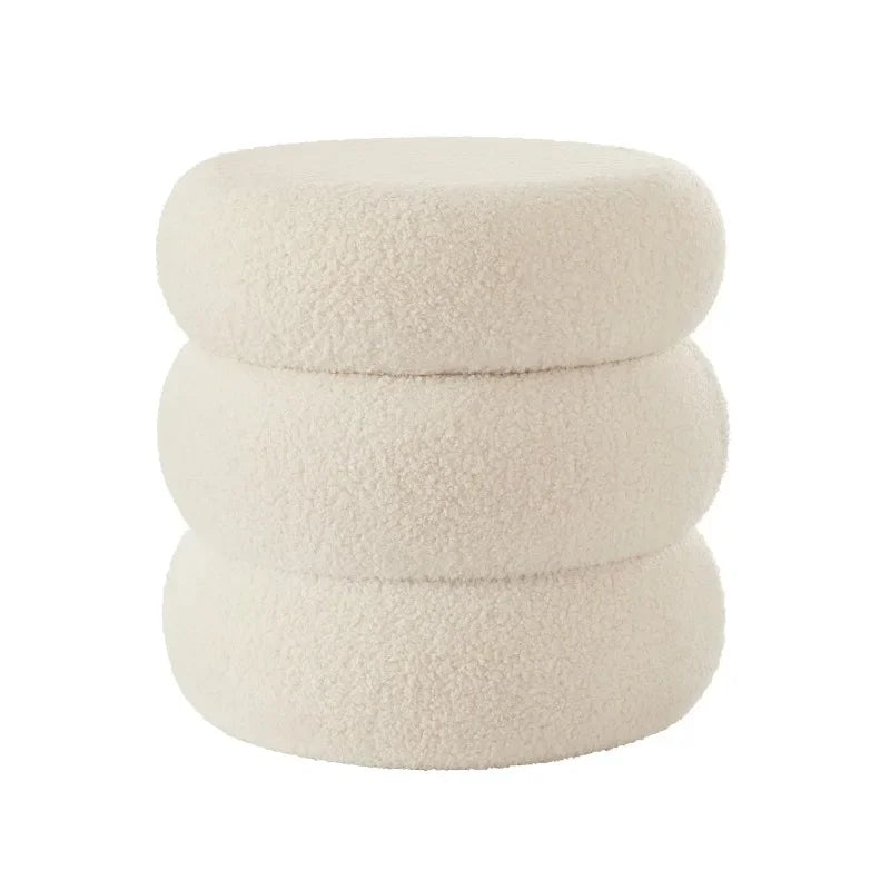 Boucle Cloud Storage Ottoman, Cream,Cream Color,tidying up any room around the house