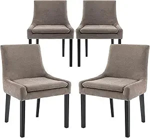 Modern Dining Chairs Set of 4, Upholstered Corduroy Accent Side Leisure Chairs with Mid Back and Wood Legs for Living Room/Dini