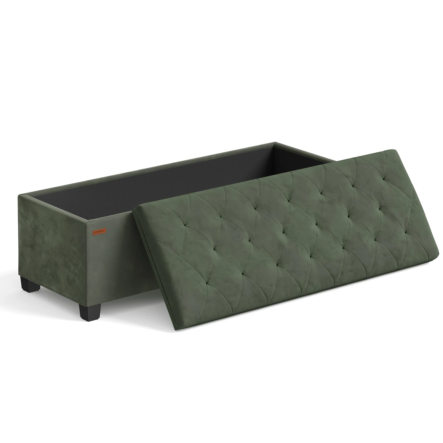 SONGMICS Velvet Storage Ottoman Bench, Foot Rest with Legs, 15.7 x 43 x 15.7 Inches, End of Bed Bench, Storage Chest