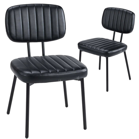JHK Dining Chairs Set of 2 Ergonomic Lumbar Support PU Leather Foam Sponge Cushion Seat and Metal Legs for Modern Kitchen