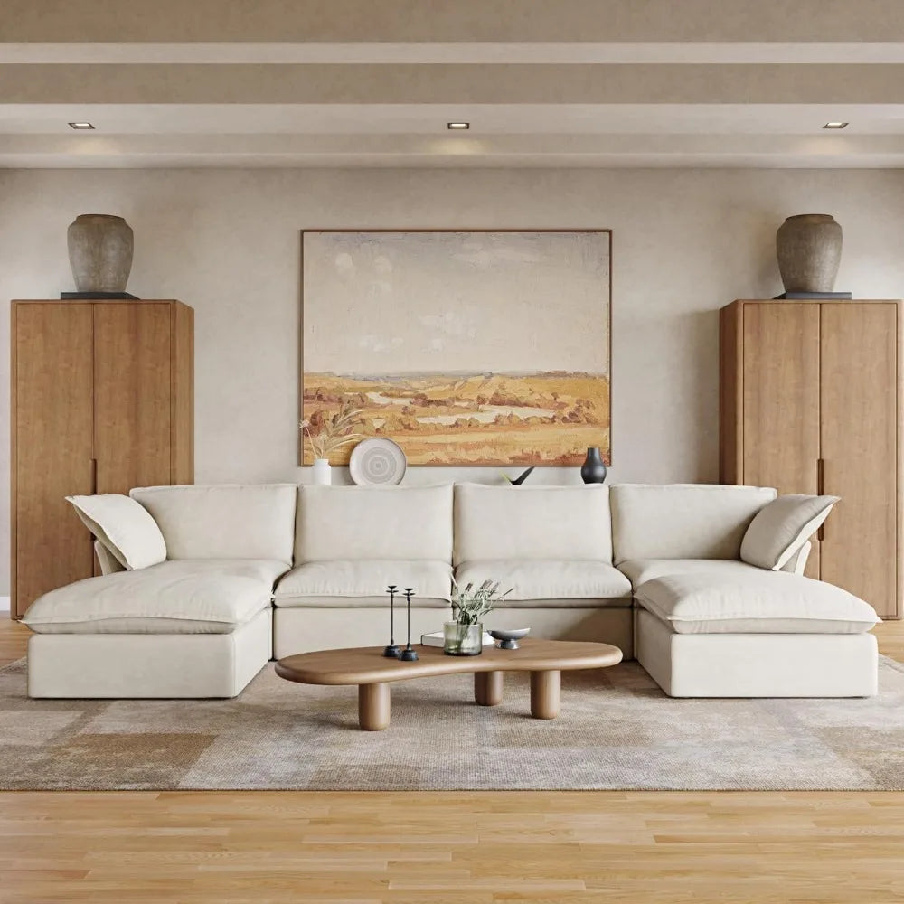 U Shape Couch Sectional for Living Room, Convertible Sectional Sofa, Modern Deep Seat Cloud Couch, Modular Sectional Couchs