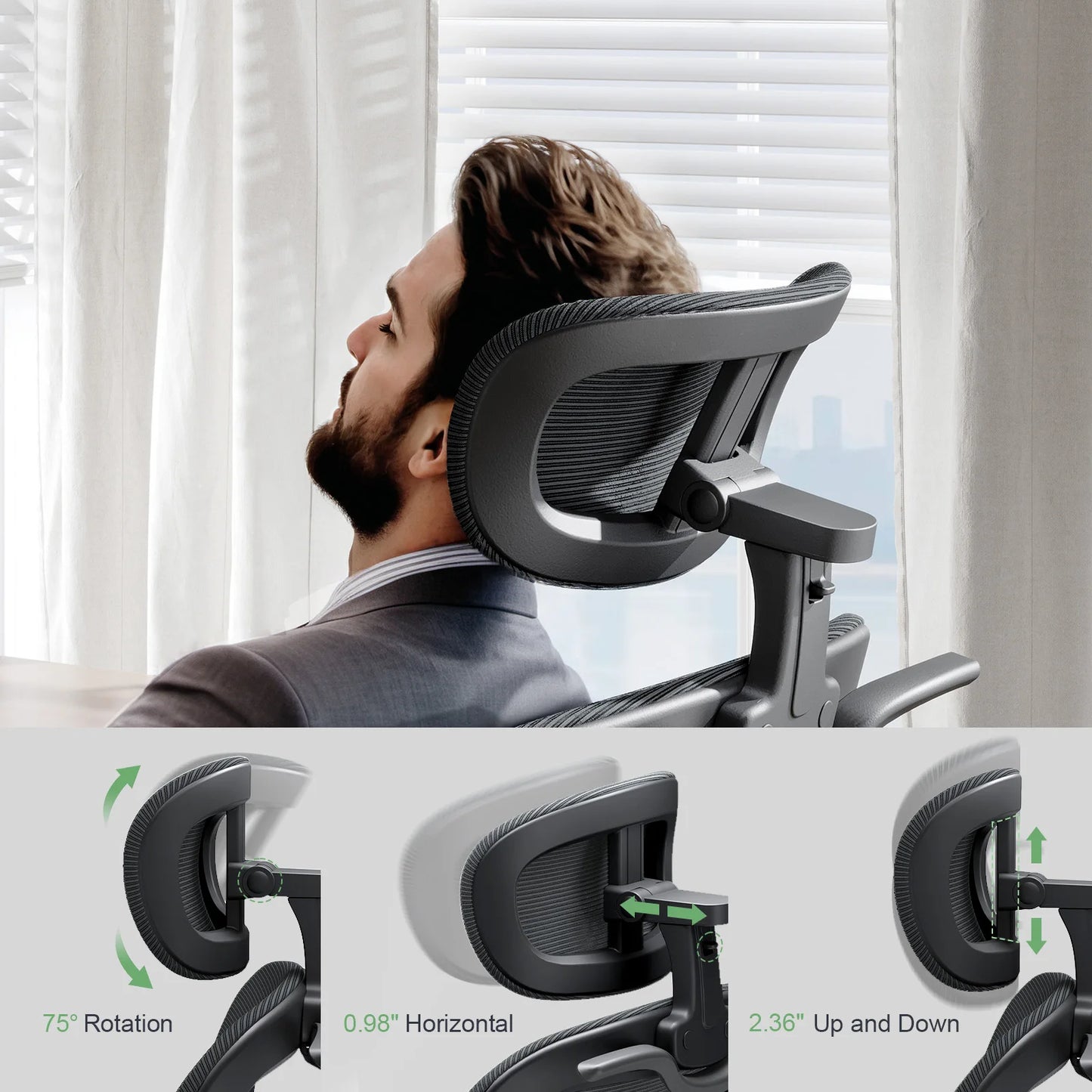 Ergonomic Mesh Office Chair, Gaming Racing Computer Adjustable with 3D Headrest Flip-Up Arms High Back Coat Hanger Tilt Function