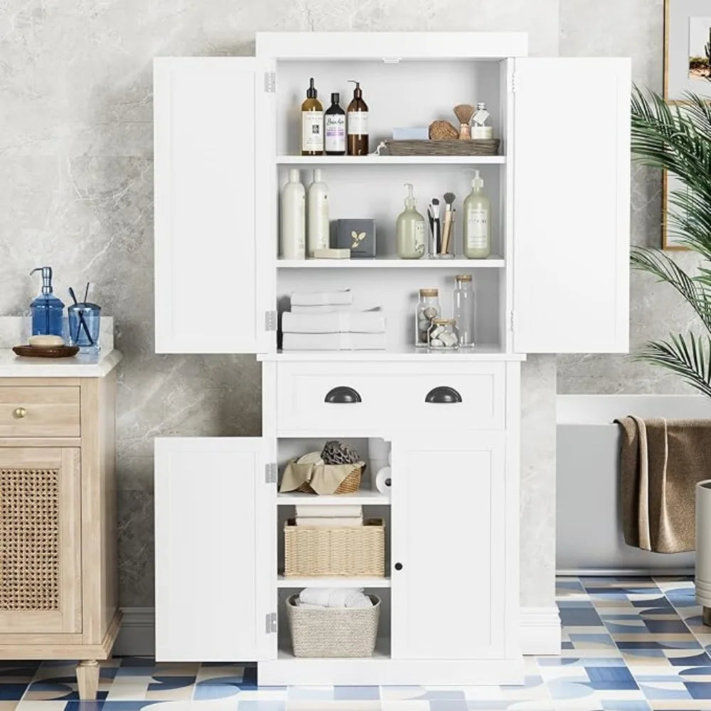 Kitchen Cabinet, Drawer and 4 Adjustable Shelves, Freestanding Pantry Cupboard Cabinet, Kitchen  Pantry  Cabinet