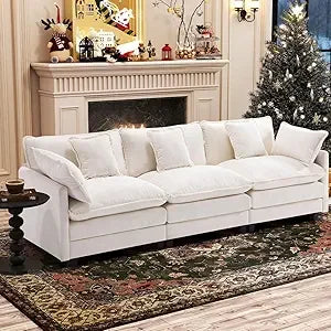 111.4” Cloud Couch, Modular Sectional Sofa, Comfy Modern 3-Seater Couches with Pillows & Upholstered Deep Seat Cushion for Livin