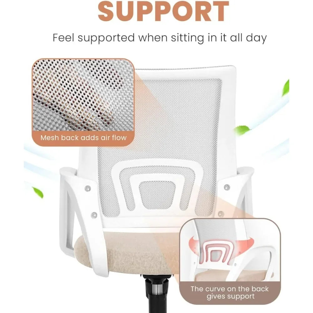 Office Chair Computer Desk Chairs Gaming Ergonomic Mid Back Cushion Lumbar Support, Office Chair