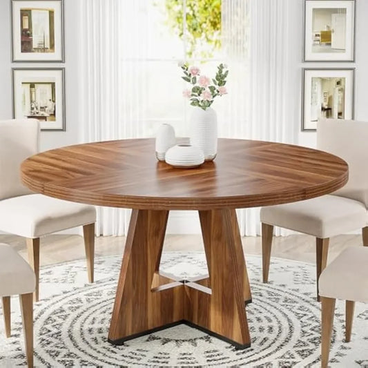 Round Dining Table for 4, 47 InchLarge Dinner Table Dinning Table for Dining Room Kitchen,Living Room (Chairs Not Included)