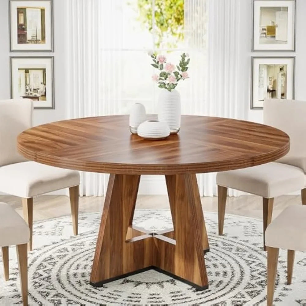Round Dining Table for 4, 47 InchLarge Dinner Table Dinning Table for Dining Room Kitchen,Living Room (Chairs Not Included)