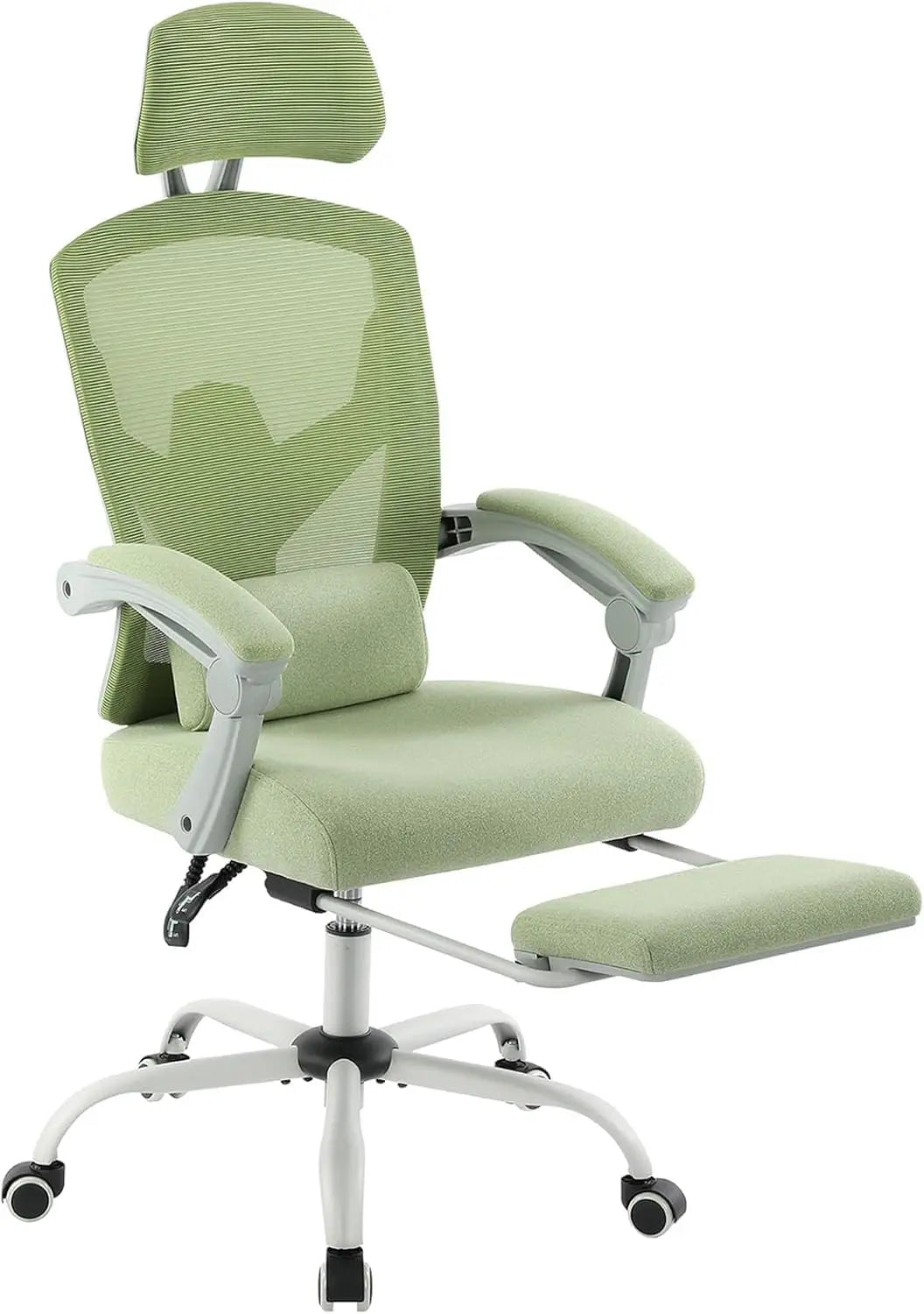 Home Office Desk Chair with Footrest, High-Back Mesh Rolling Swivel Reclining Chairs with Wheels, Comfortable Headrest