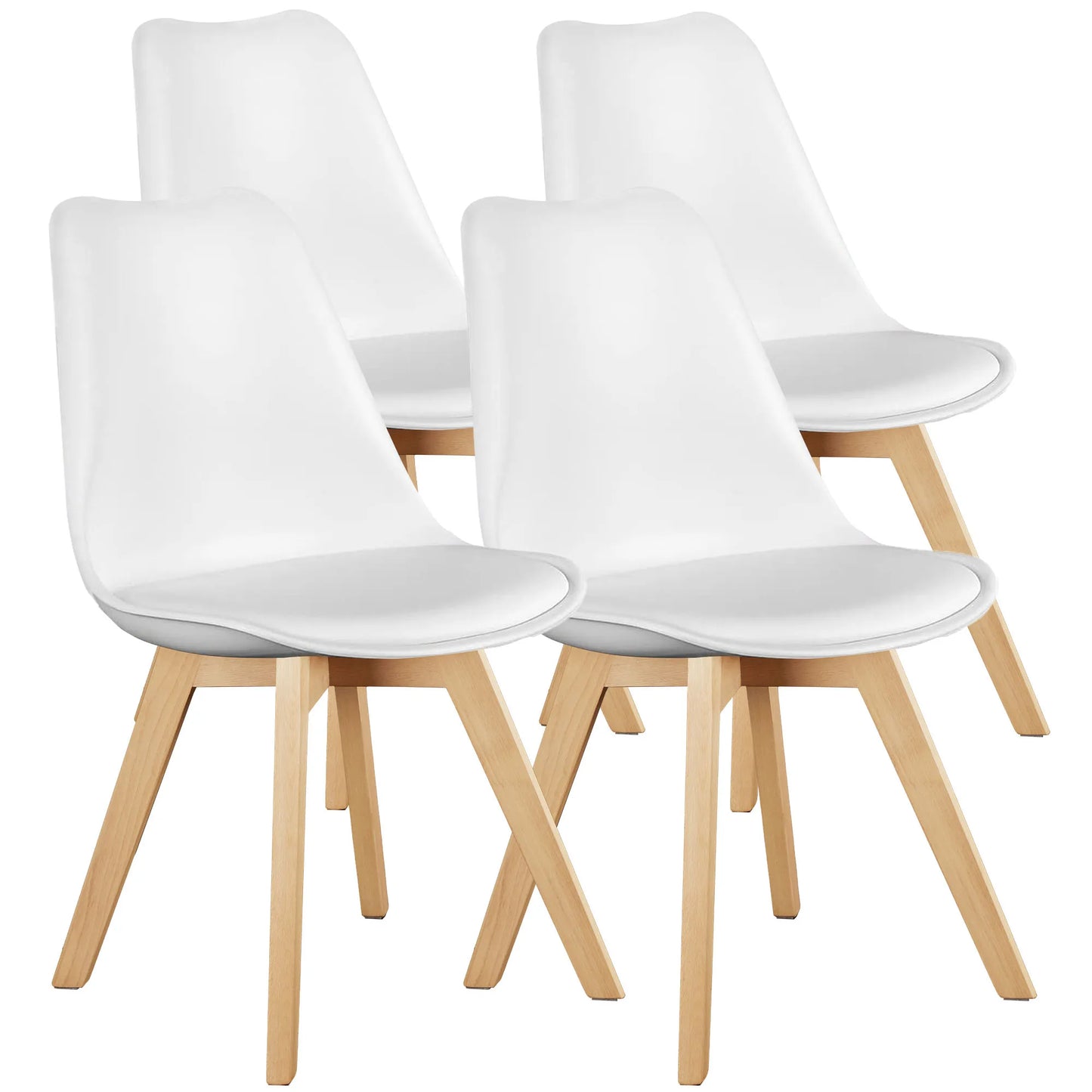 JHK PU Leather Dining Chairs Set of 4 Wooden Legs Lounge Chair for Home Kitchen Comfortable Sponge Cushion Living Room Chair