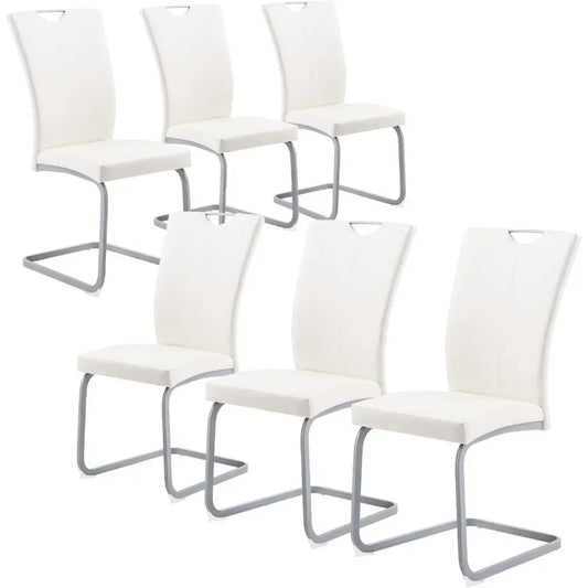 Kitchen Dining Chairs Set of 6, Modern Faux Leather Side Chairs Set for Kitchen, Dining, Living Room, Lacquered Chair Legs
