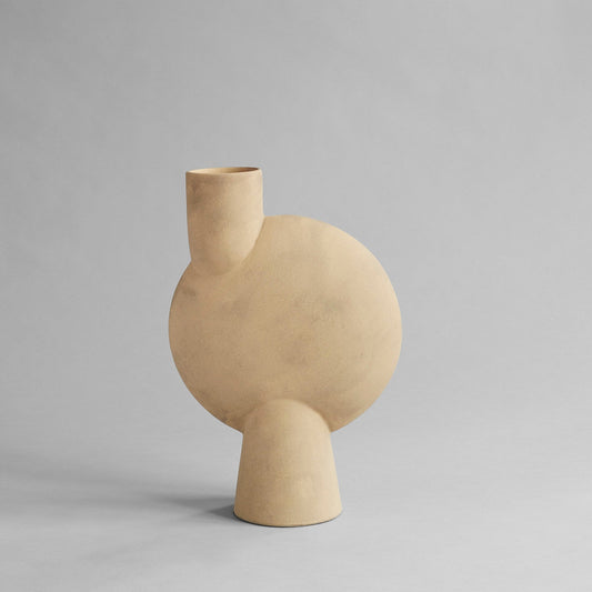 Sphere Vase Bubl Big: Stylish Decorative Vase in Sphere Sand and Dark Grey for Modern Interiors