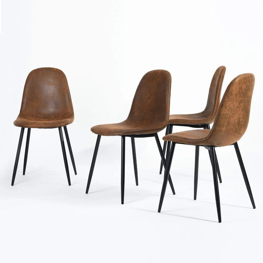 Mid-Century Modern Upholstered Dining Chairs Set, Kitchen Chairs with Metal Legs for Dining Room, Fabric Suede Seat Side Chair