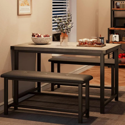 Dining Room Sets with 2 Chairs, Dining Tables and Chairs, Kitchen Table Set, Retro Gray Chair, Free Shipping, Farmhouse, 4