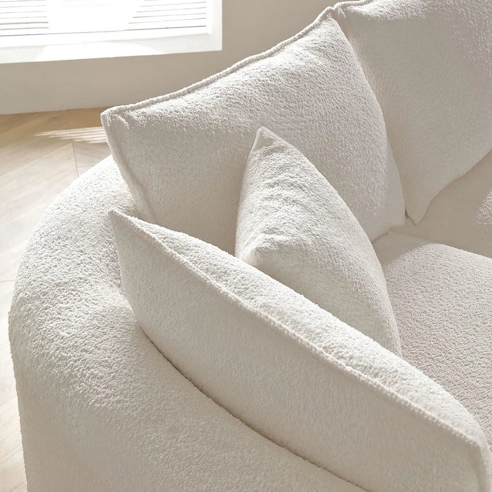 124.8" Modern Curved Sofa Couch, Upholstery Boucle Sofa Couch with Pillows, Left Hand Facing Sectional Boucle Fabric Couchs