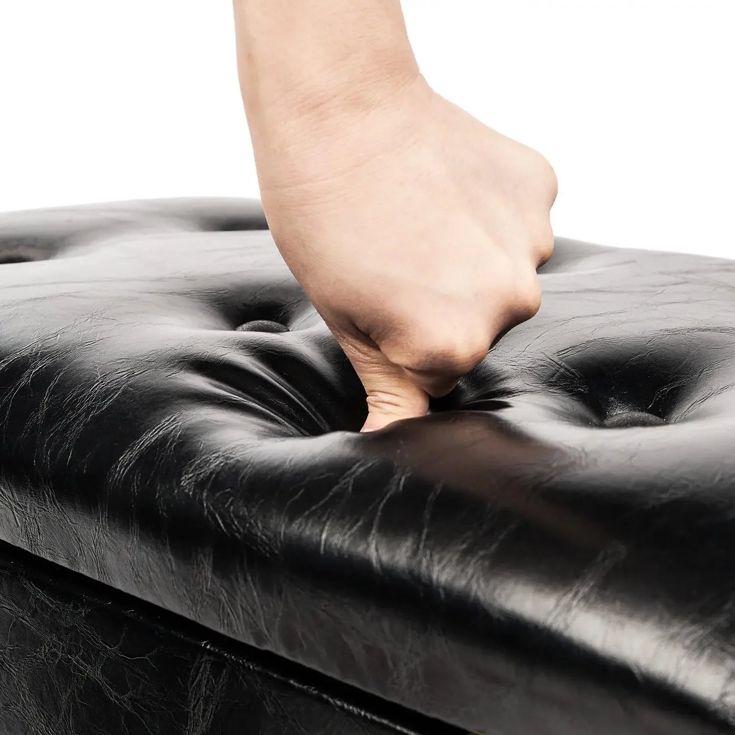 Comfort corner Adjustable Black Piano Bench with Storage Faux Leather Wooden Piano Stool with Padded Cushion