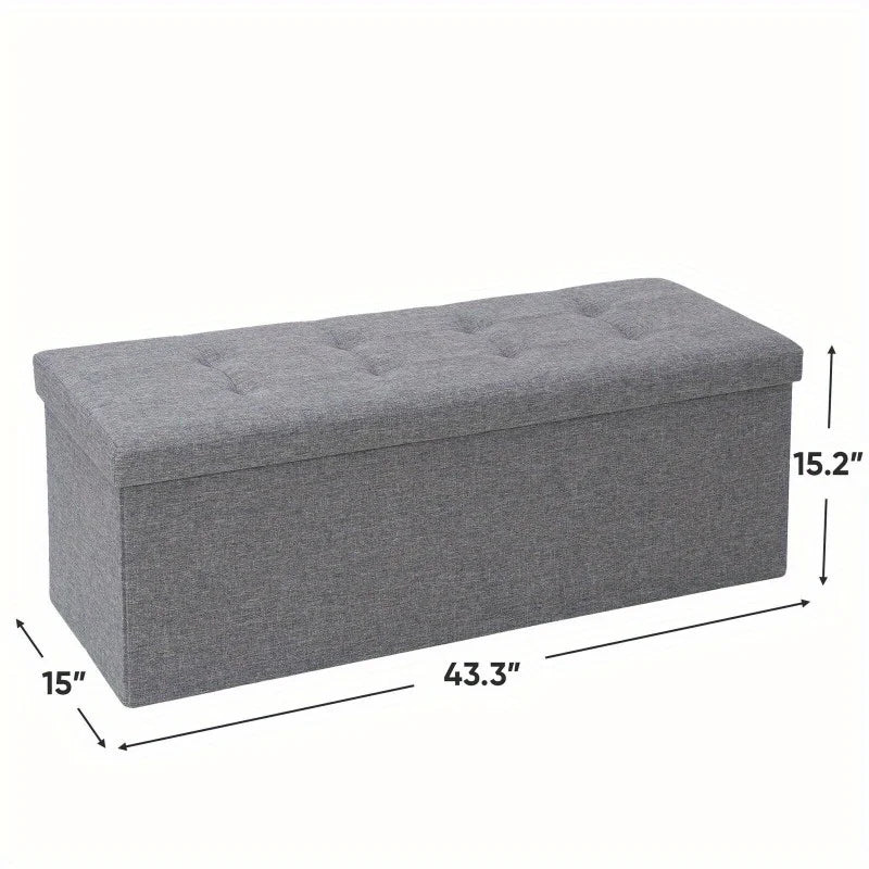  43''Storage Ottoman Folding Footrest Padded Seat, Long Shoes Bench with Divider,Holds up to 660 lbs, for Living Room, Entryway