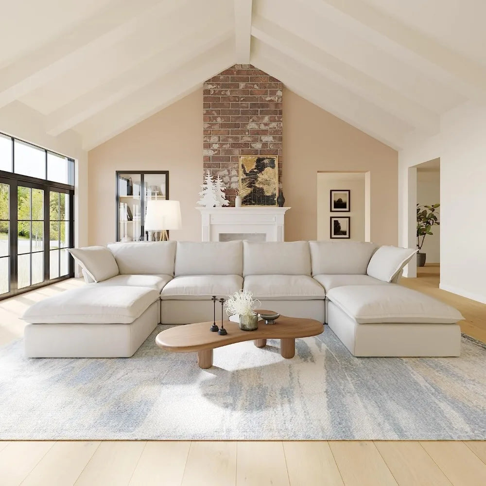U Shape Couch Sectional for Living Room, Convertible Sectional Sofa, Modern Deep Seat Cloud Couch, Modular Sectional Couchs