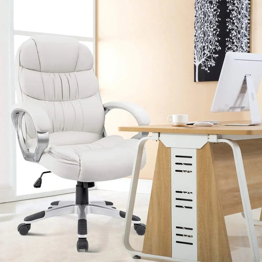 Office Chair High Back Computer Desk Chairs, PU Leather Adjustable Height Modern Executive Swivel Task Chair, Office Chairs