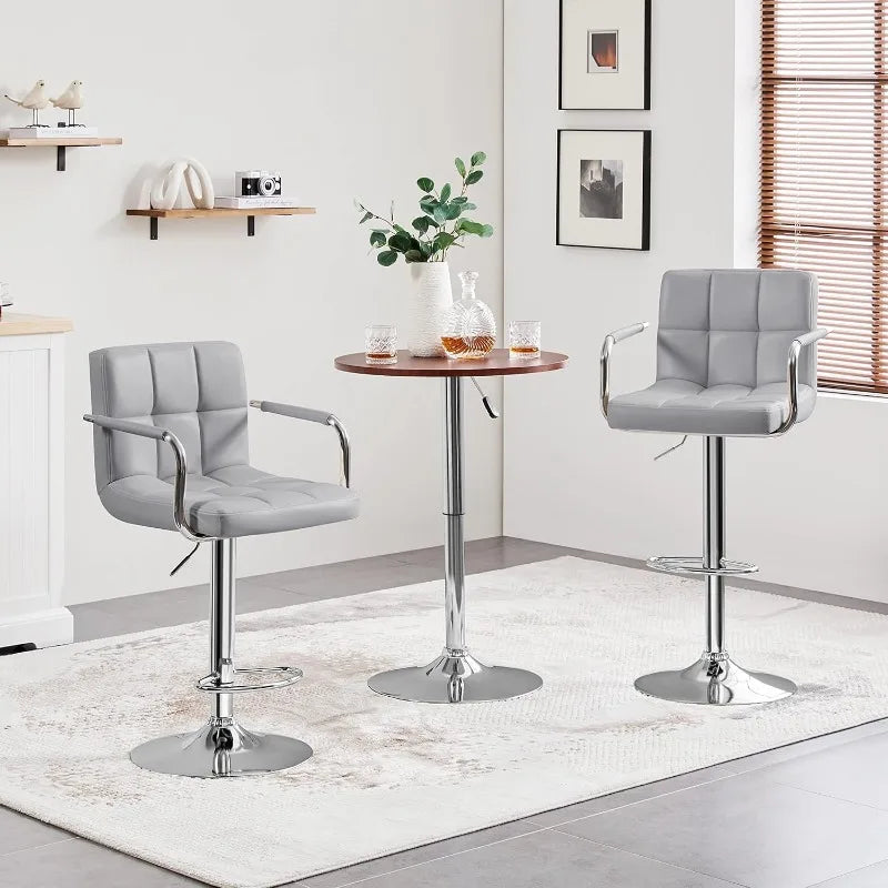4pcs Adjustable Bar Stools Kitchen Counter Barstools Bar/Counter Height Stool Chairs PU Leather Hydraulic Swivel Dining Chair