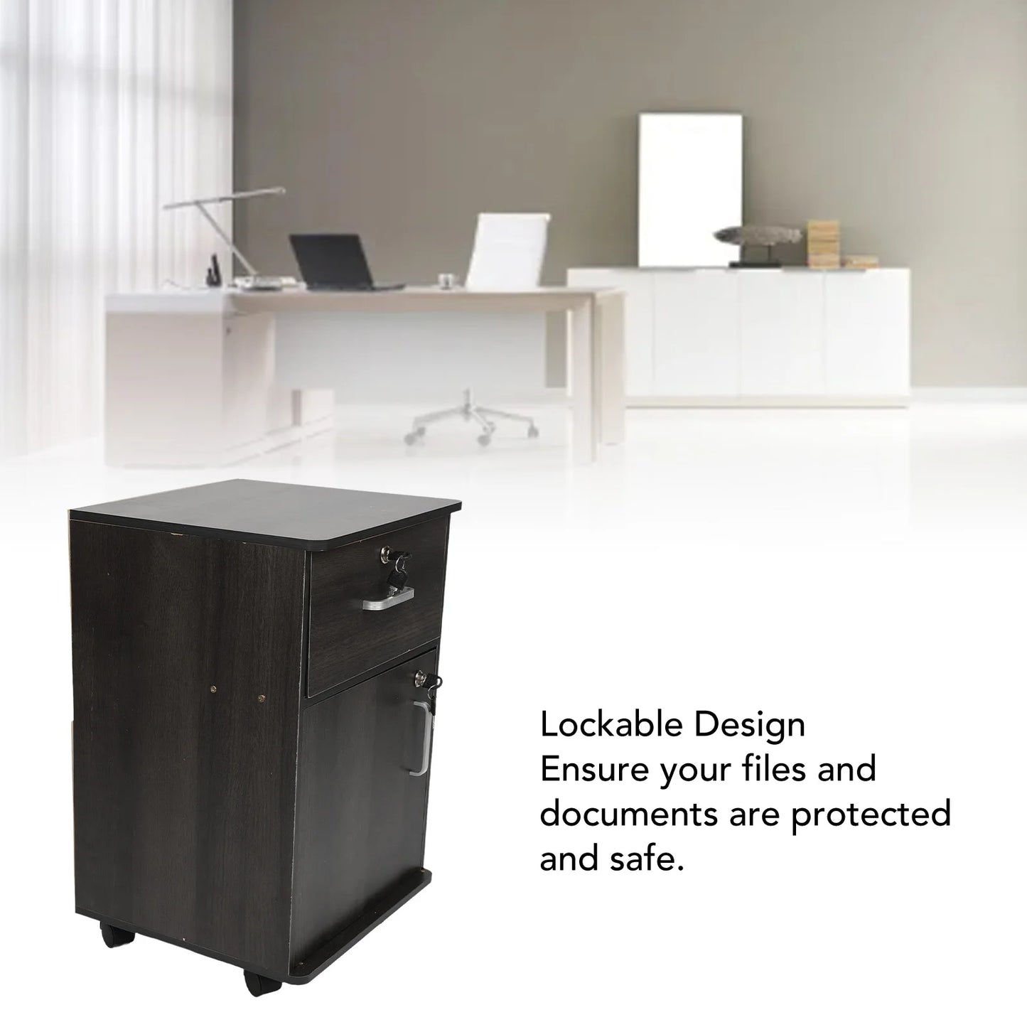 Mobile File Cabinet Enhanced Safety Under Desk Mobile File Cabinet Multiple Drawers Convenient Storage Stylish Look for Office