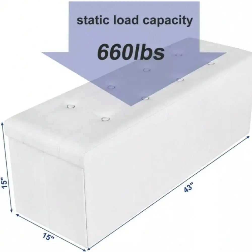 Ottoman Folding Storage Footrest Seat Bench With Highly Elastic Sponge