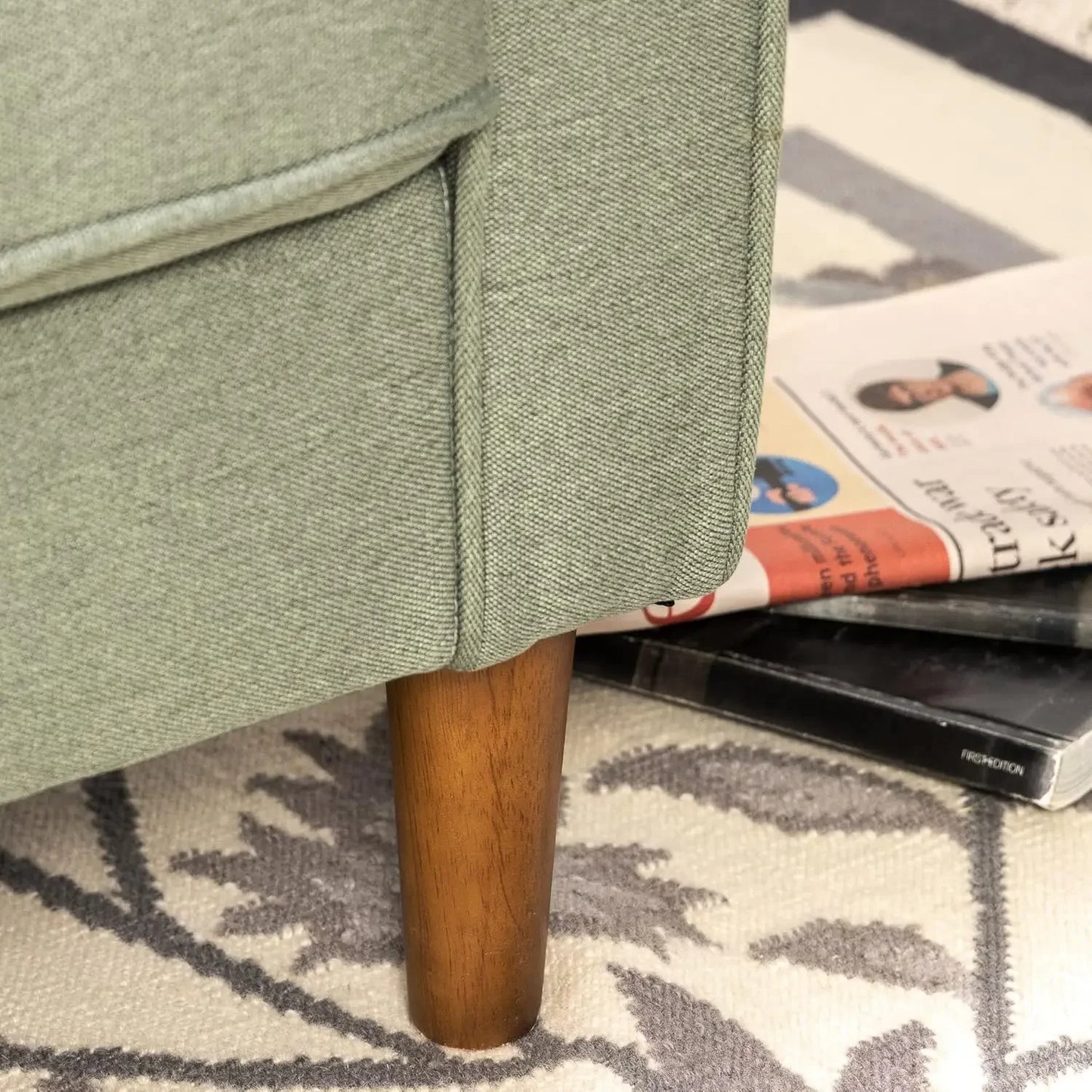 Lauren Sofa Couch / Button Tufted Cushions / Easy, Tool-Free Assembly, Pear Green