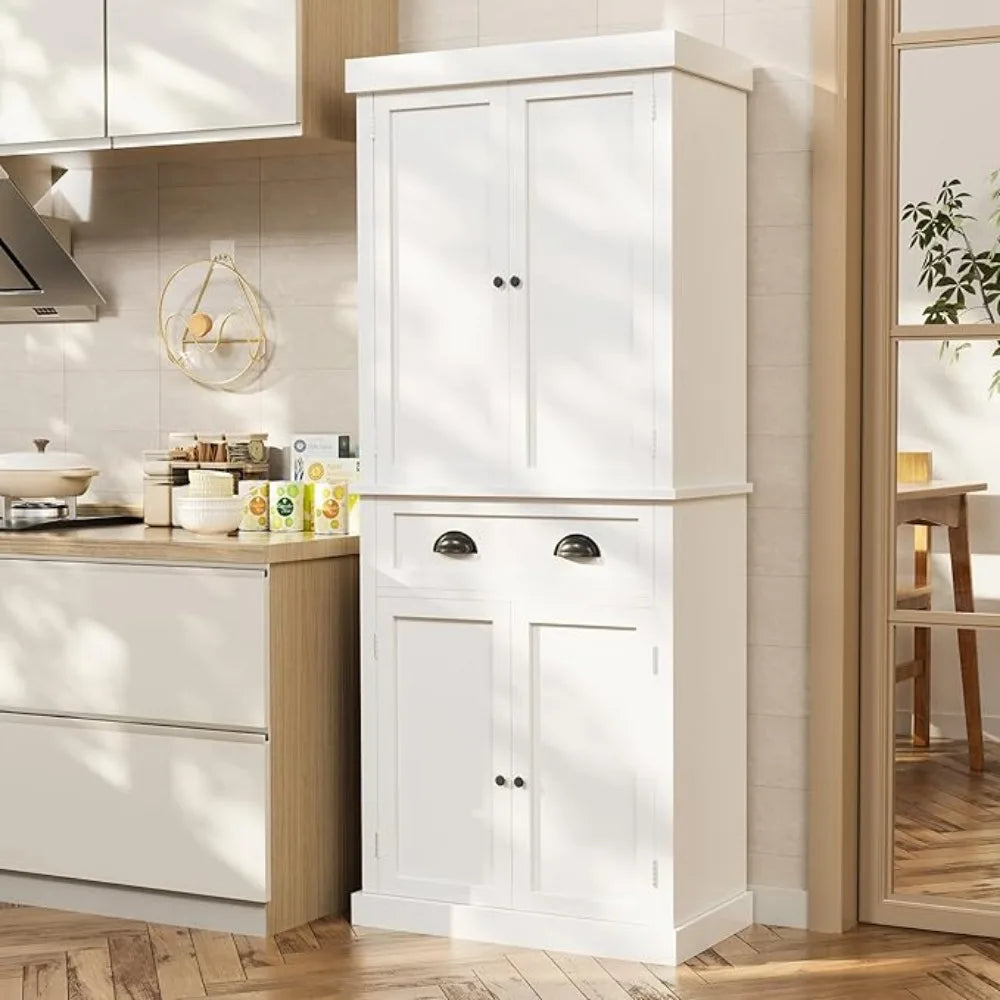 Kitchen Cabinet, Drawer and 4 Adjustable Shelves, Freestanding Pantry Cupboard Cabinet, Kitchen  Pantry  Cabinet