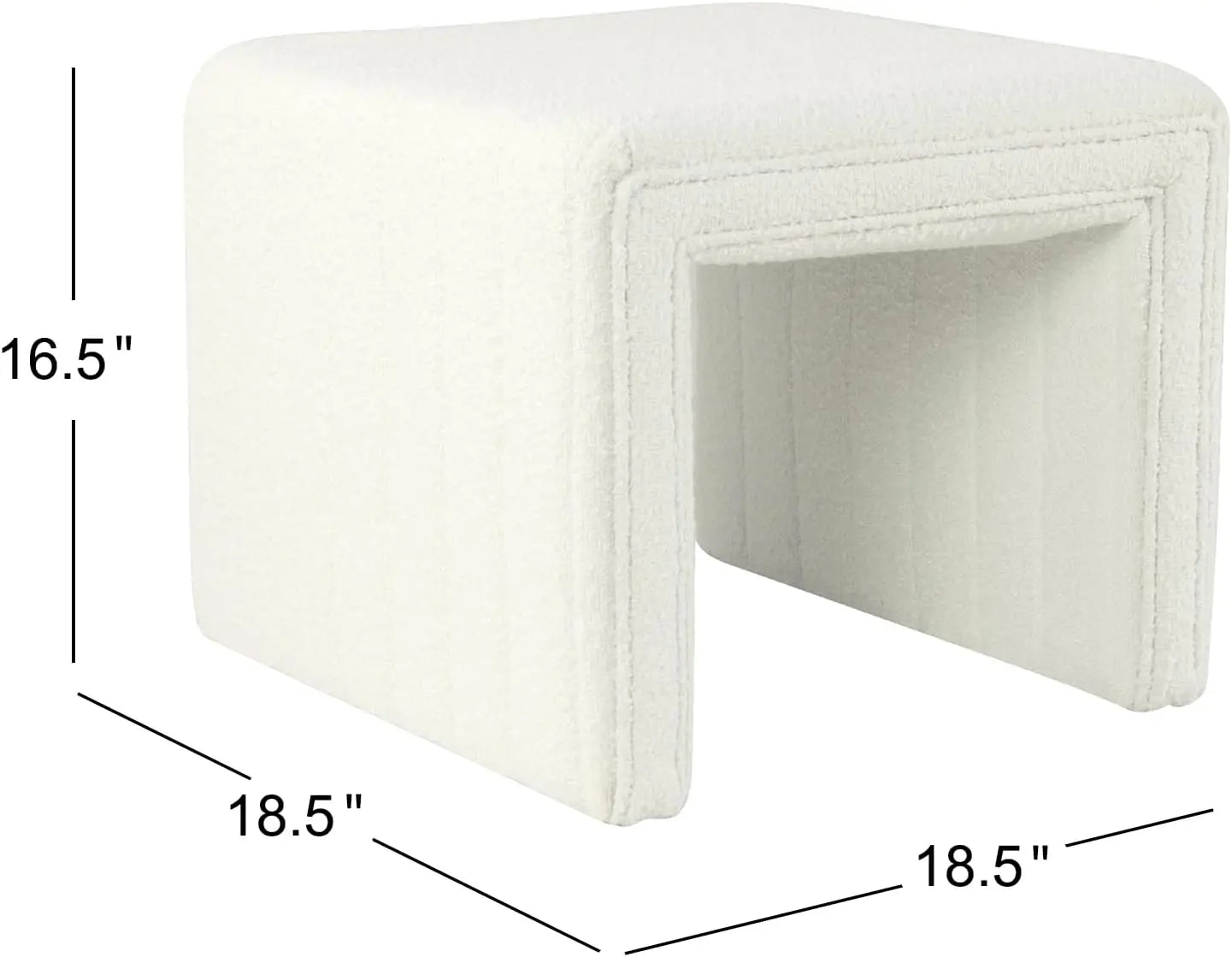 NEW Modern Channel Tufted Ottoman Home Décor|Ottoman for Living Room & Bedroom - Cream Boucle