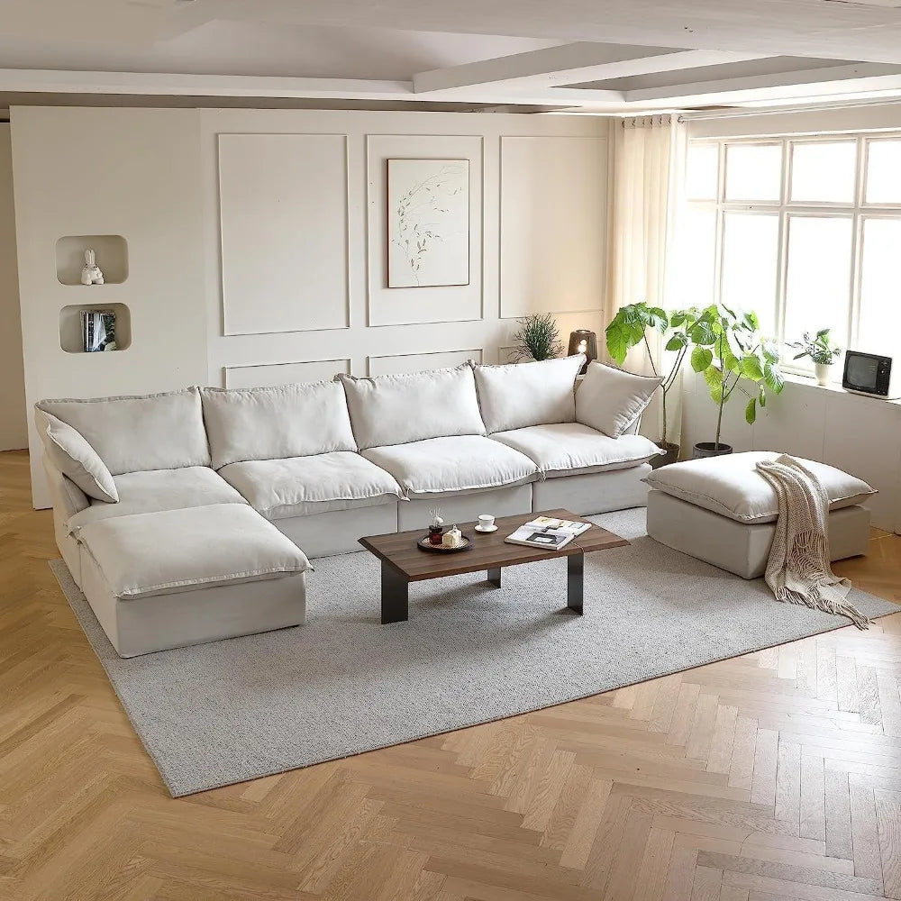 U Shape Couch Sectional for Living Room, Convertible Sectional Sofa, Modern Deep Seat Cloud Couch, Modular Sectional Couchs