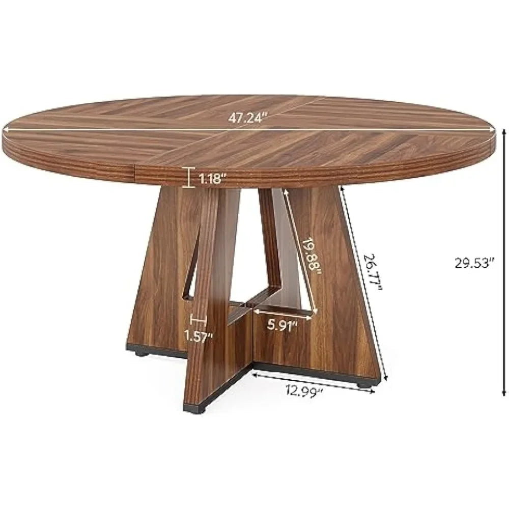 Round Dining Table for 4, 47 InchLarge Dinner Table Dinning Table for Dining Room Kitchen,Living Room (Chairs Not Included)